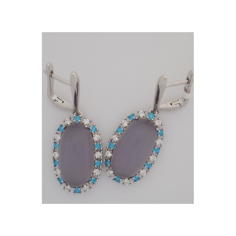 PENDIENTES PLATA CON BARRITA  Y PIEDRA OBALADA